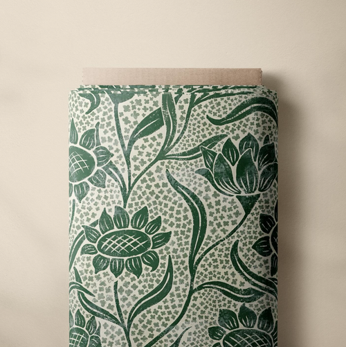 Botanical Vine Leaf Green Cotton Fabric