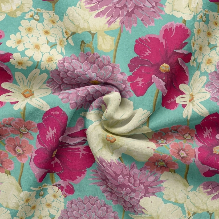 Small Sunflower Medallion Grid Cotton Fabric