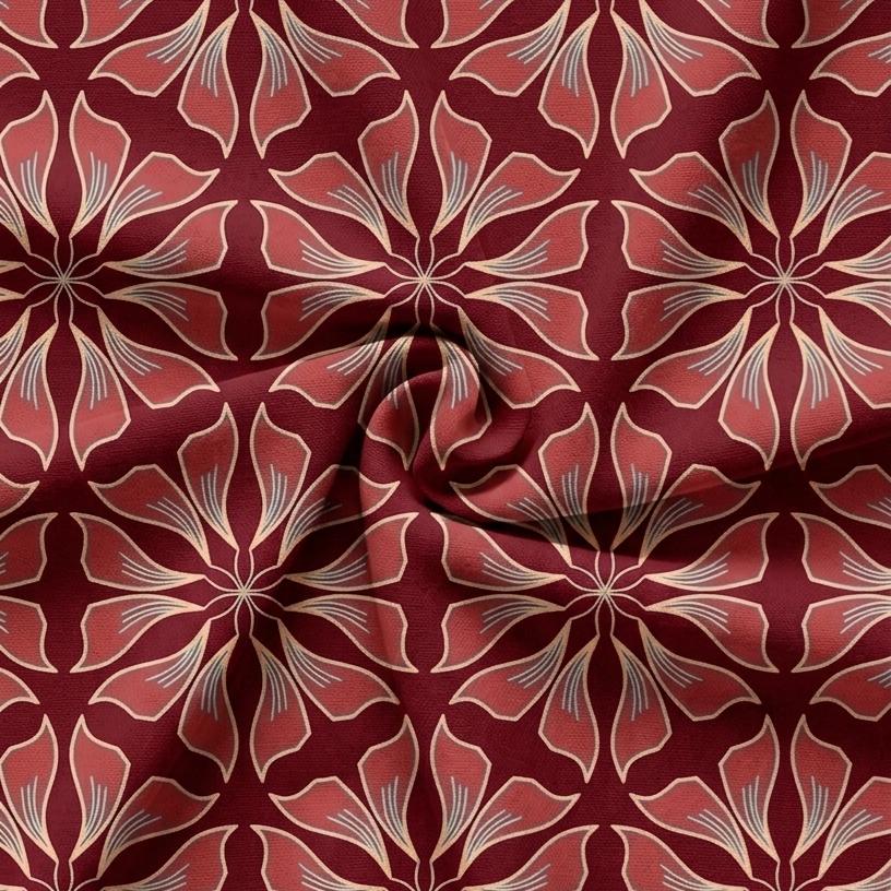 Circular Petal Fan Geometric Cotton Fabric