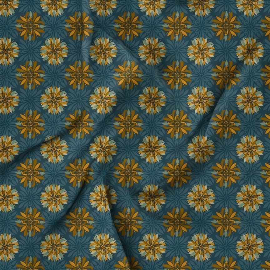 Geometric Diamond Lattice Blue Yellow Purple Pink Cotton Fabric