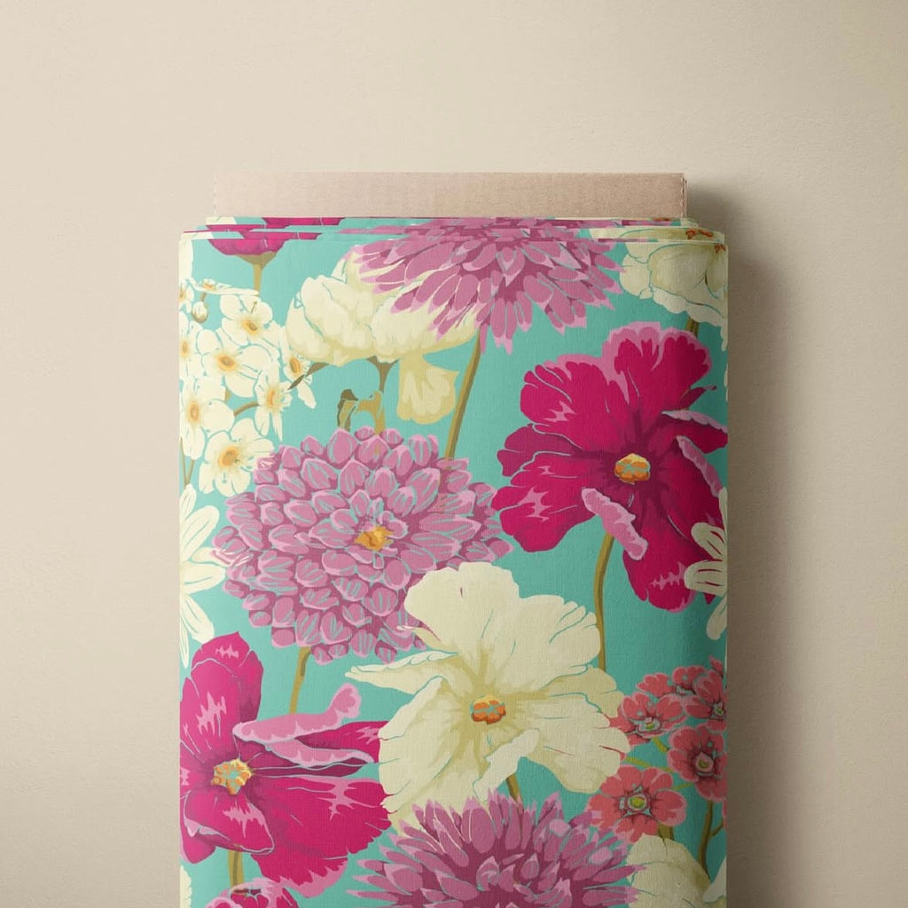 Small Sunflower Medallion Grid Cotton Fabric