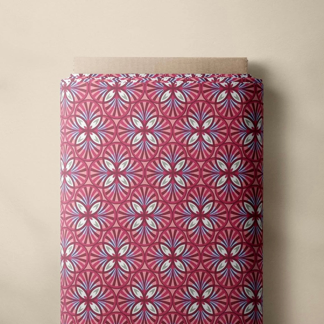 Classic Floral Damask Pink Blue Cotton Fabric